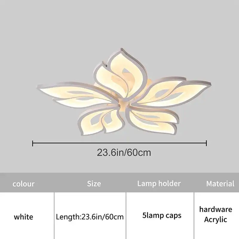 Hdc 5 Light Flower Led Chandelier Ceiling Light - Tricolour Dimmable With Remote