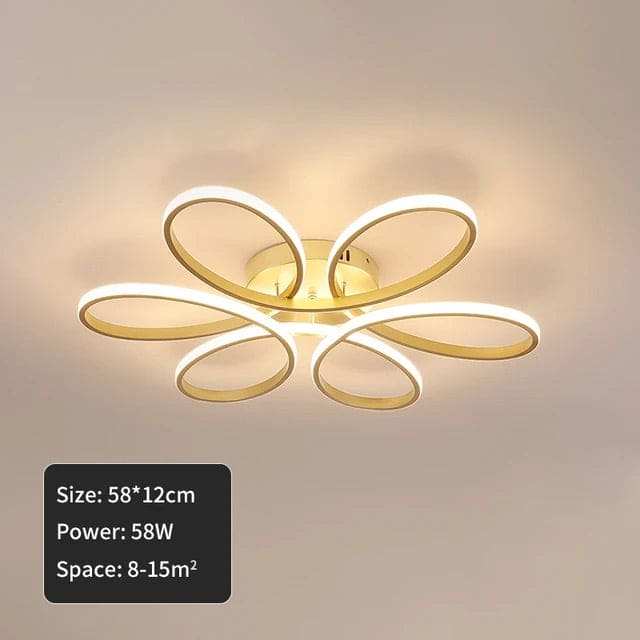 HDC Golden Silicone Profile LED Metal Flower Shape Ceiling Lamp - Tricolor