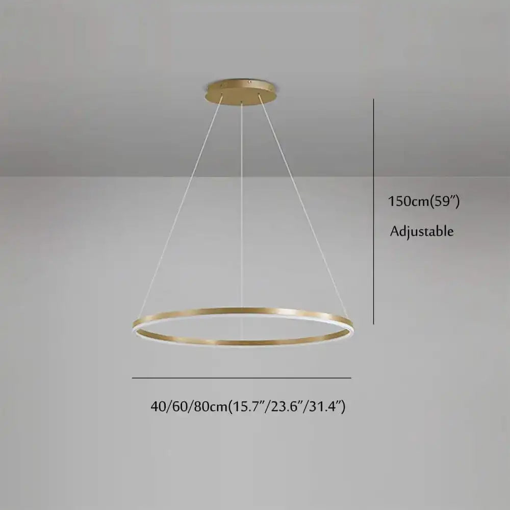 HDC Copper Gold Metalic Dimmable Led Chandelier Ring Light -Tricolor