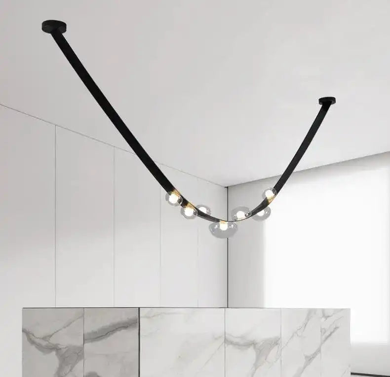 Hdc 7 Lights 3000mm Dew Drops Modern Smoke Glass Pendant Chandelier With Leather Strap- (Pack of 1)