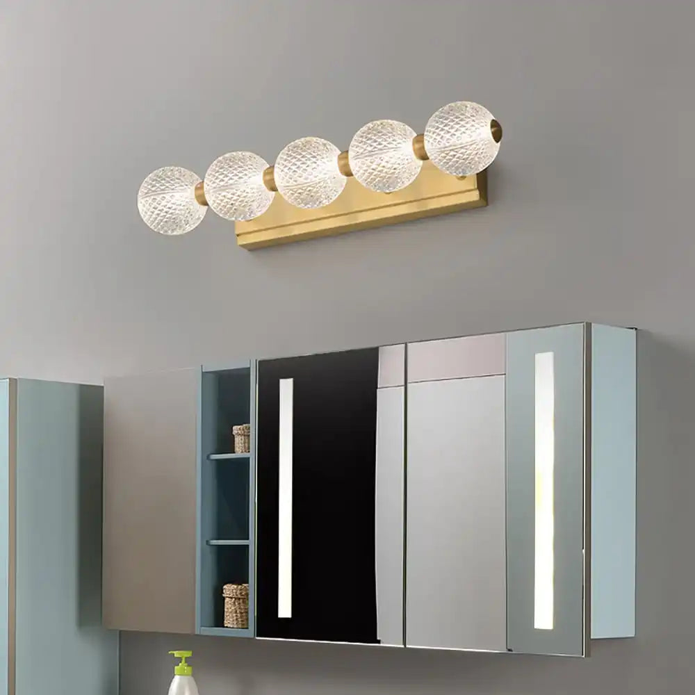 Hdc 5 Light Acrylic Glass Led Golden Body Led Wall Light Mirror Vanity Picture Lamp - Warm White