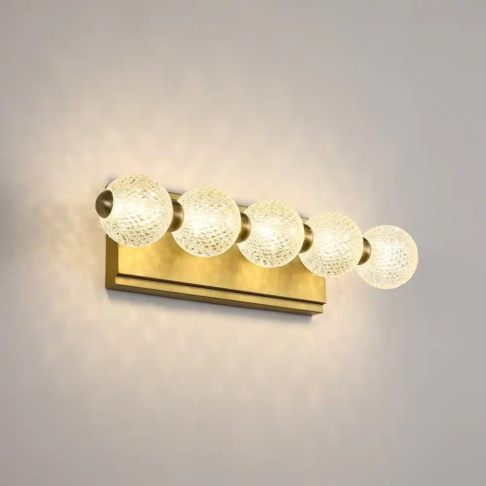 Hdc 5 Light Acrylic Glass Led Golden Body Led Wall Light Mirror Vanity Picture Lamp - Warm White