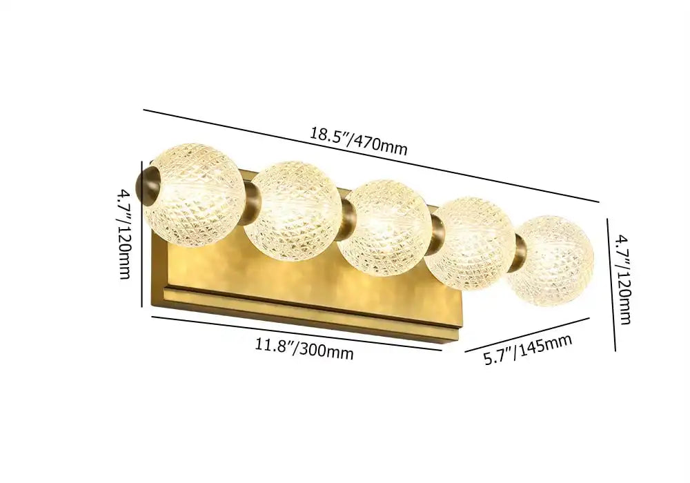Hdc 5 Light Acrylic Glass Led Golden Body Led Wall Light Mirror Vanity Picture Lamp - Warm White