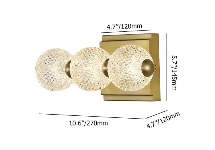 Hdc 18w 3 Acrylic Glass Led Golden Body Led Wall Light Mirror Vanity Picture Lamp - Warm White