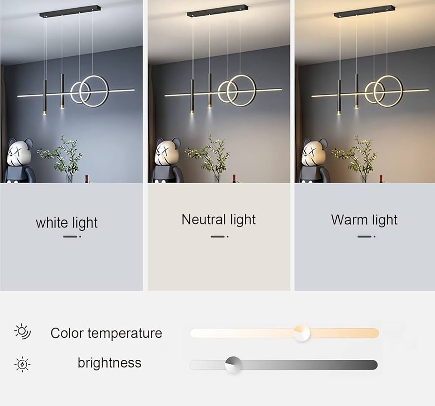 HDC Modern Linear Premium Black Ceiling Light LED Chandelier for Dining, Living & Lounge Room