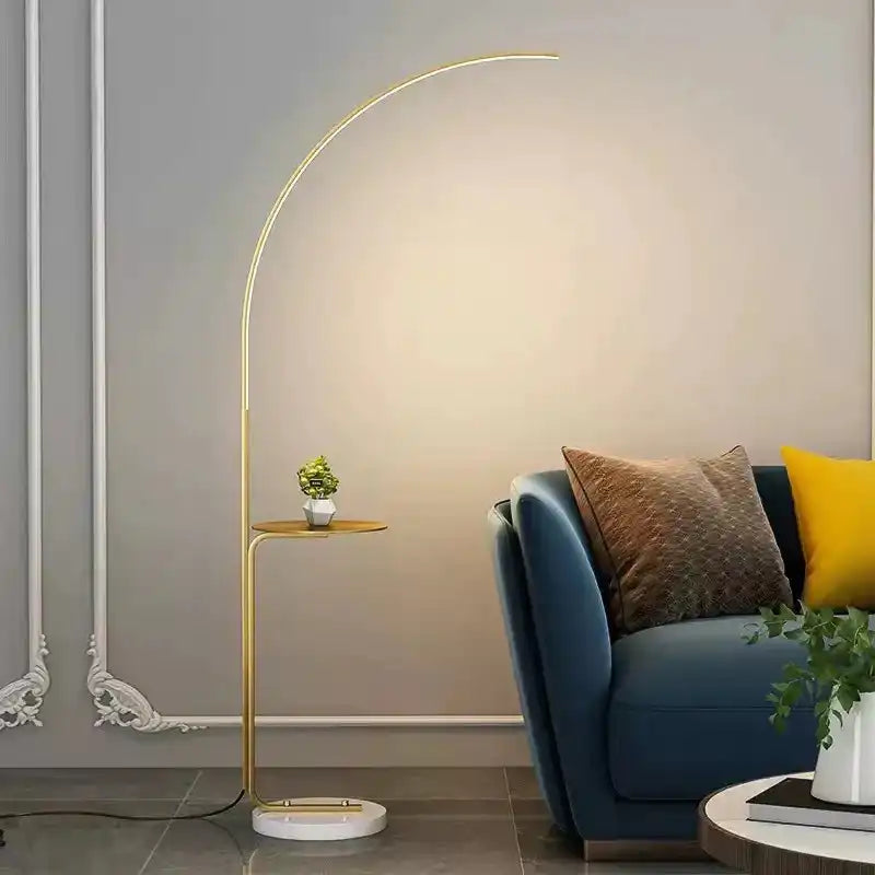 Hdc Arc Gold Floor Lamp With Table Living Room Light For Home Lighting