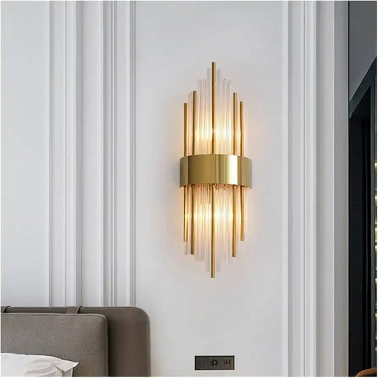 HDC 600mm Led Crystal Modern Gold Metal Wall Light - Warm White