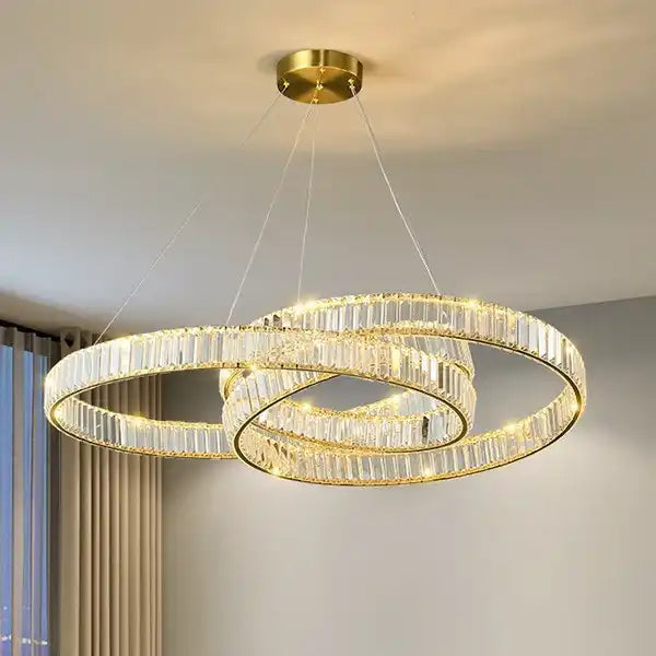 HDC Crystal Tilt Glass Modern LED Chandelier 800MM Ring - Tricolor - HDC Lights