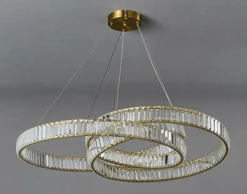 HDC Crystal Tilt Glass Modern LED Chandelier 800MM Ring - Tricolor - HDC Lights