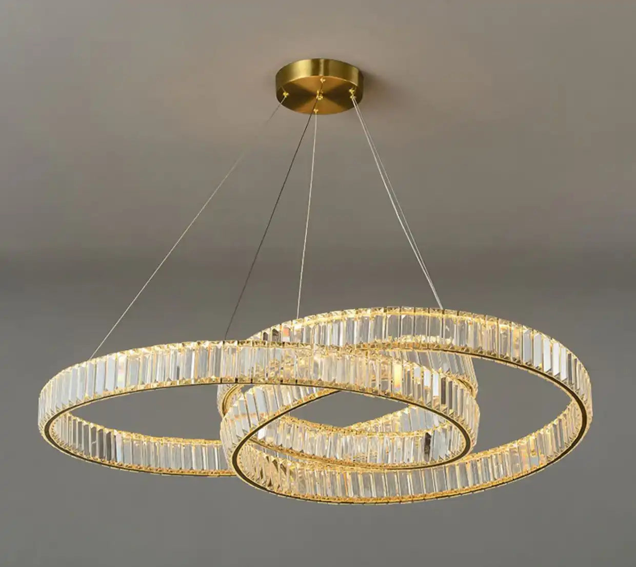 HDC Crystal Tilt Glass Modern LED Chandelier 800MM Ring - Tricolor - HDC Lights