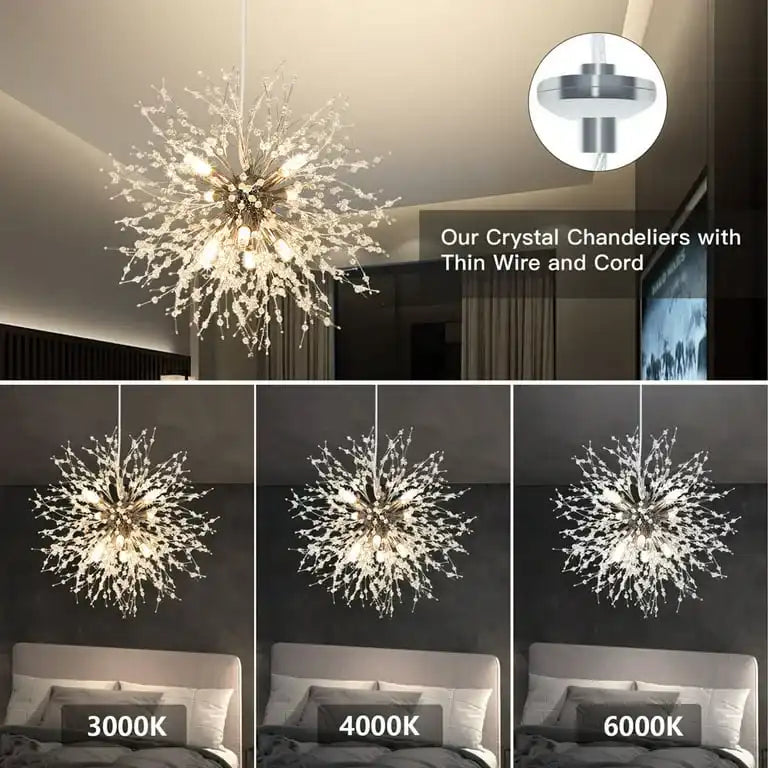 Hdc 600mm Lights Gold Sputnik Ceiling Modern Crystal Dandelion Chandelier Brass Firework Lamp