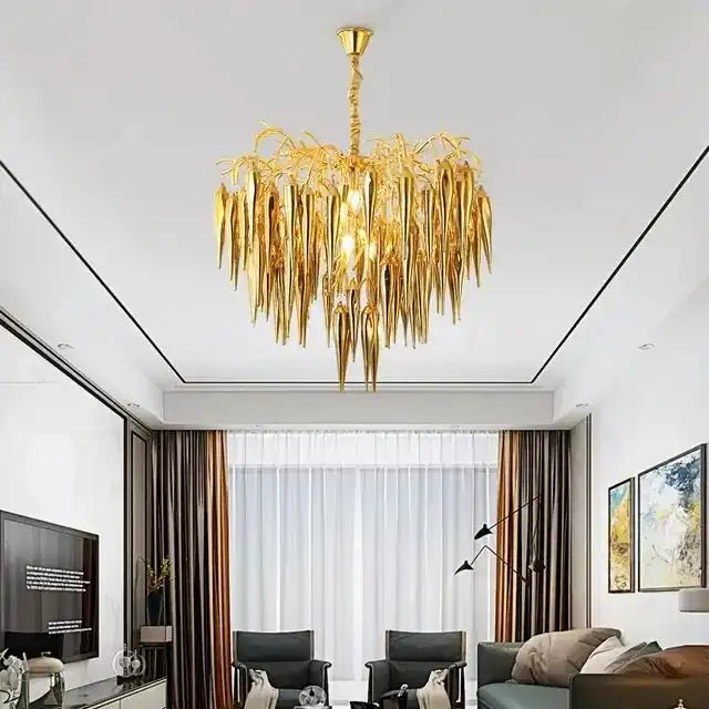 HDC 600/800mm Chilly Shape Golden Nordic Design Crystal Aluminum Chandelier Lighting