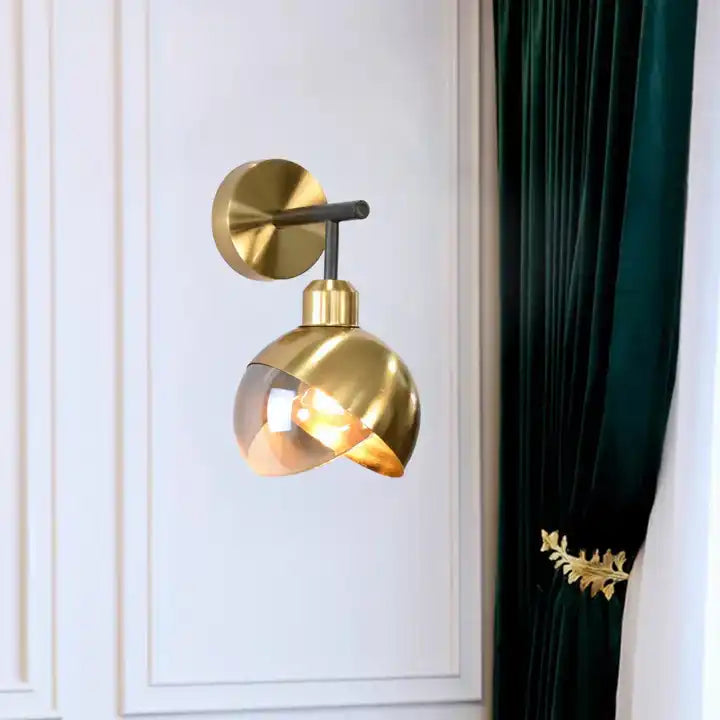 Hdc led 1-Light Gold Smoke Glass Wall Light Fixture