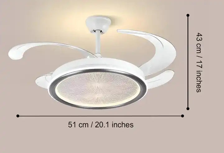 Hdc Invisible Ceiling Fan Chandelier With Remote Control 4 Retractable Abs Blades