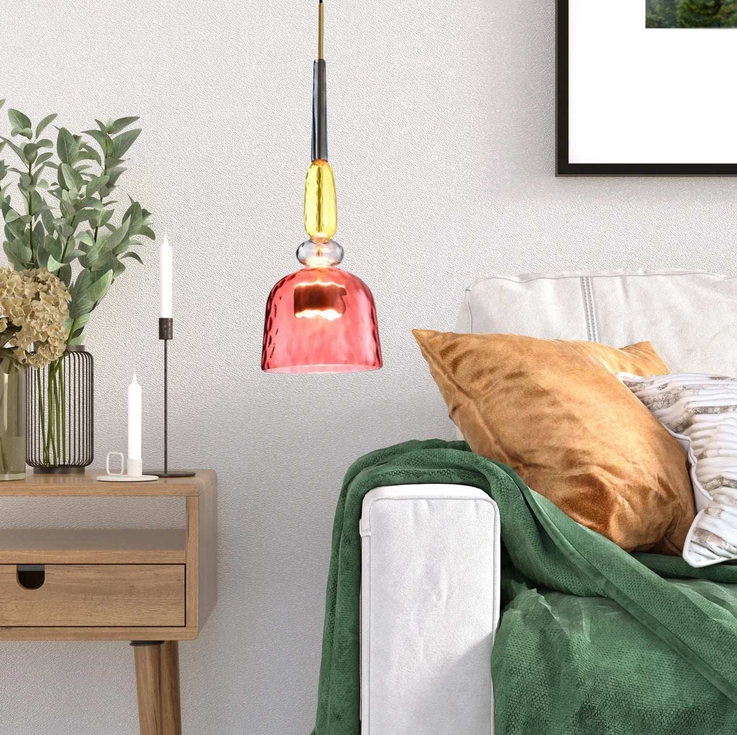 Hdc New Nordic Colorful Pendant Lights Indoor Glass Hanging With Glass Shade Adjustable Cord