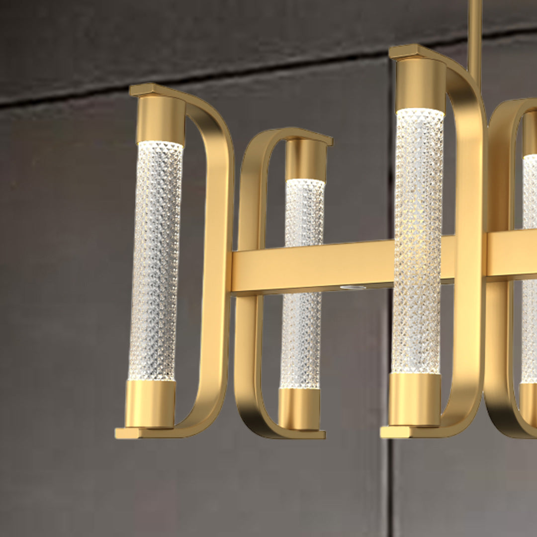 HDC 8 Lights Luxury Linear Gold Crystal Chandelier Light