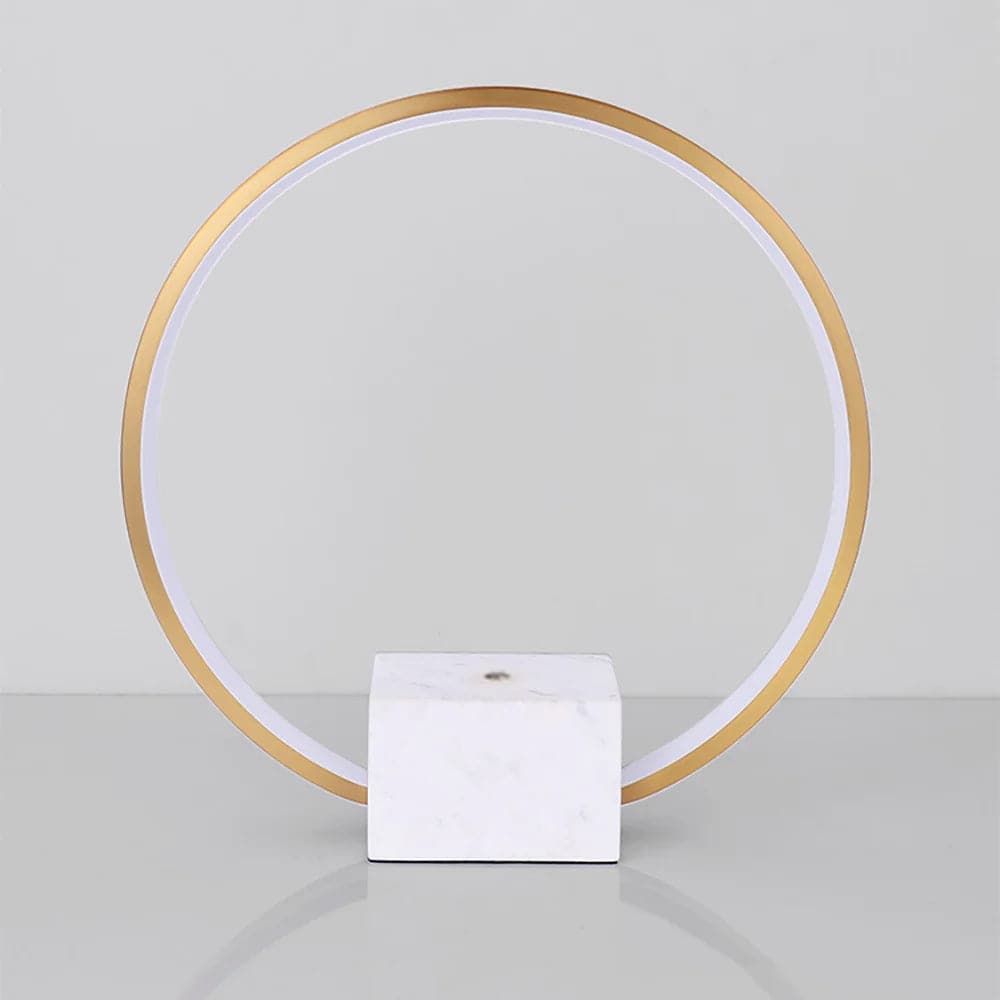 Hdc Modern LED Circle Table Lamp in Gold with White Marble Base
