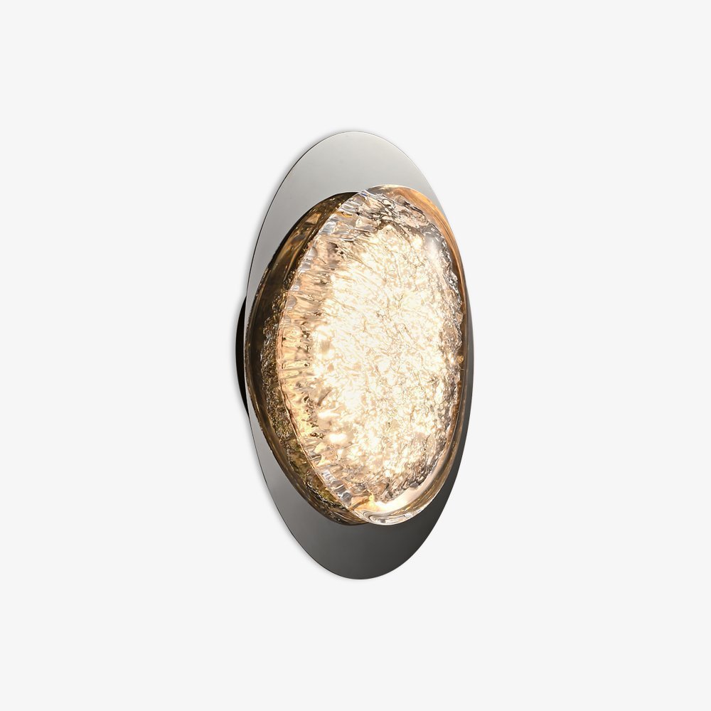 HDC Luxury Modern Oval Pearl Black LED Wall Light with Textured Resin Diffuser for Living Room, Bedroom & Hallway
