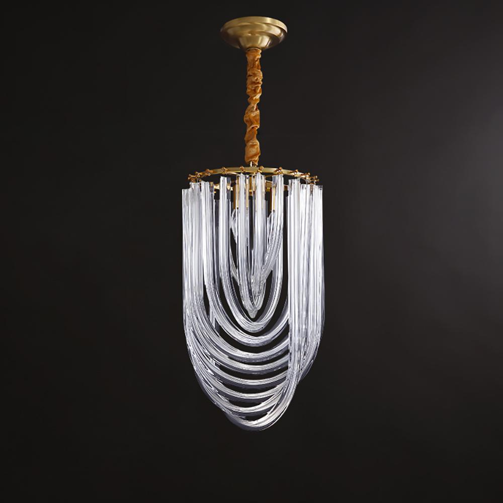 Hdc 1 Light Flush Mount Curved Crystal Glass Chandelier