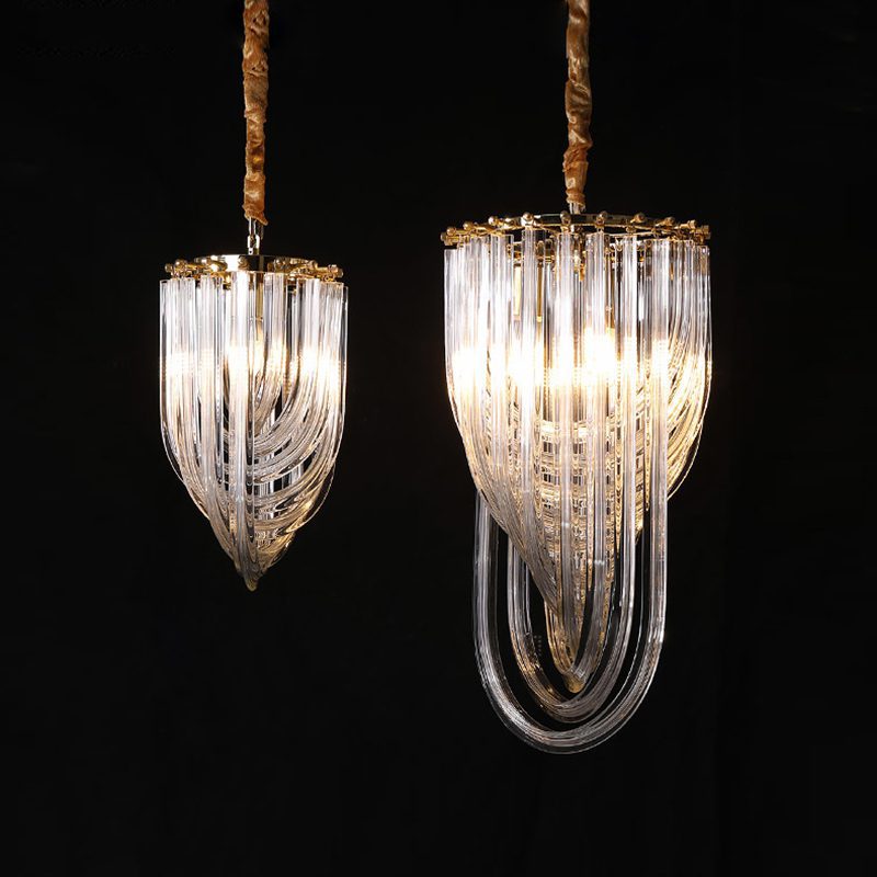 Hdc 1 Light Flush Mount Curved Crystal Glass Chandelier