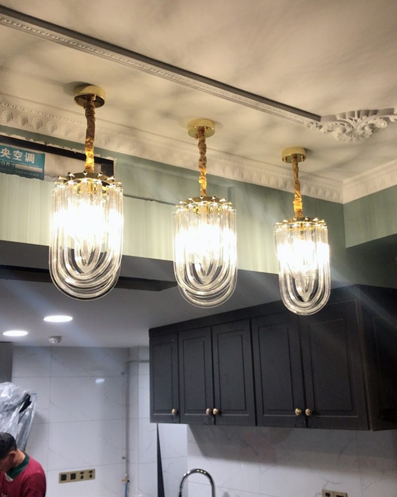 Hdc 1 Light Flush Mount Curved Crystal Glass Chandelier