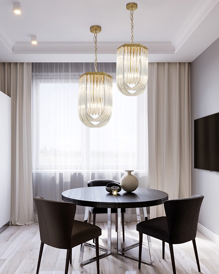 Hdc 1 Light Flush Mount Curved Crystal Glass Chandelier