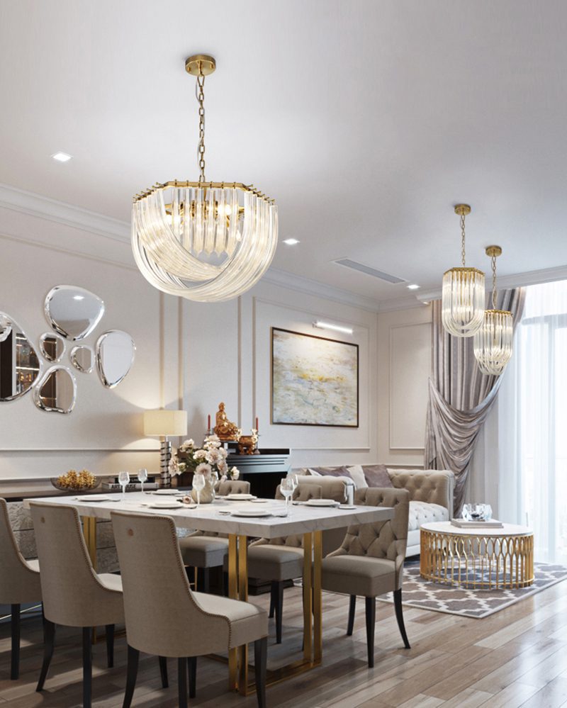 Hdc 1 Light Flush Mount Curved Crystal Glass Chandelier