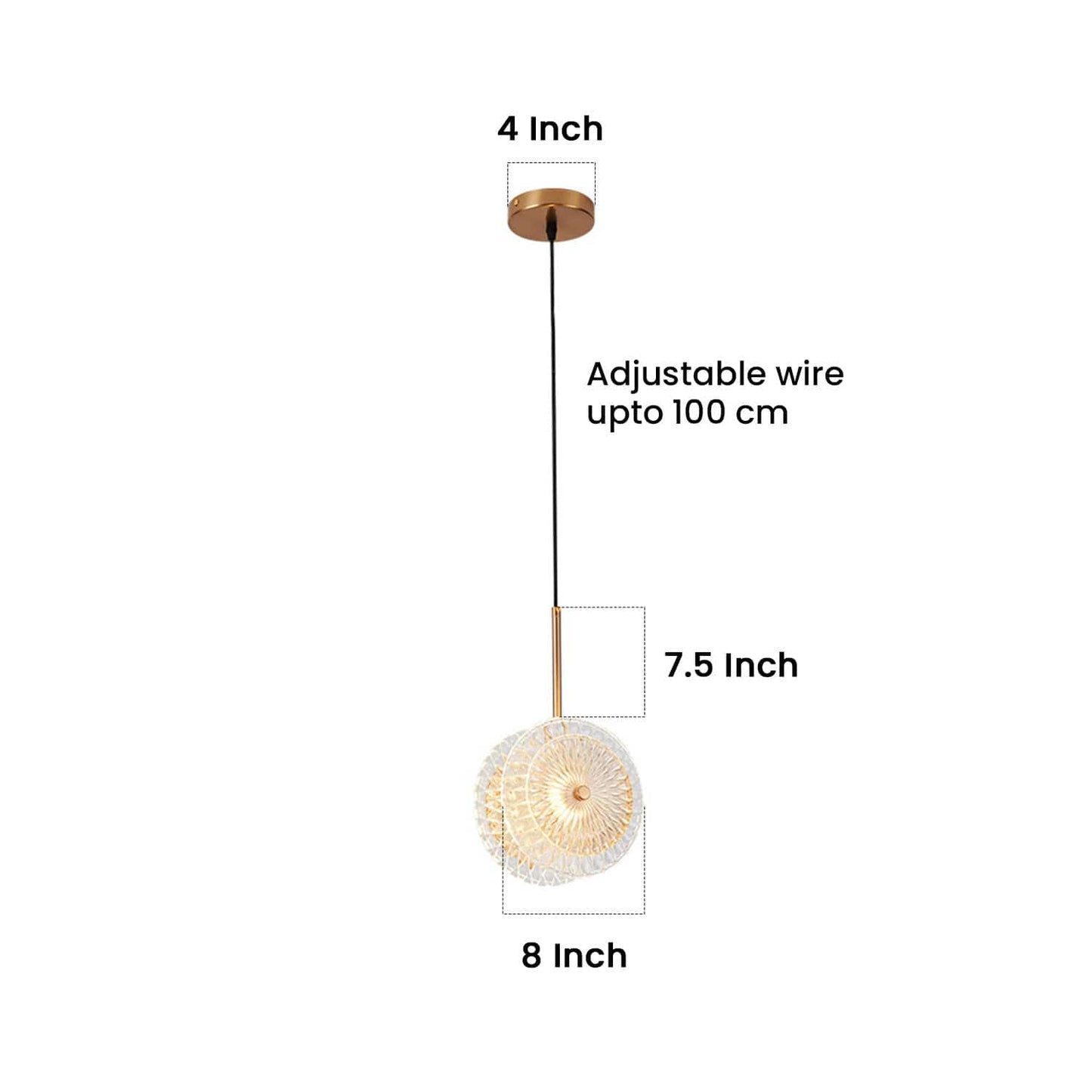 Hdc led 1-Light Gold Glass Disc Hanging Pendant Ceiling Light