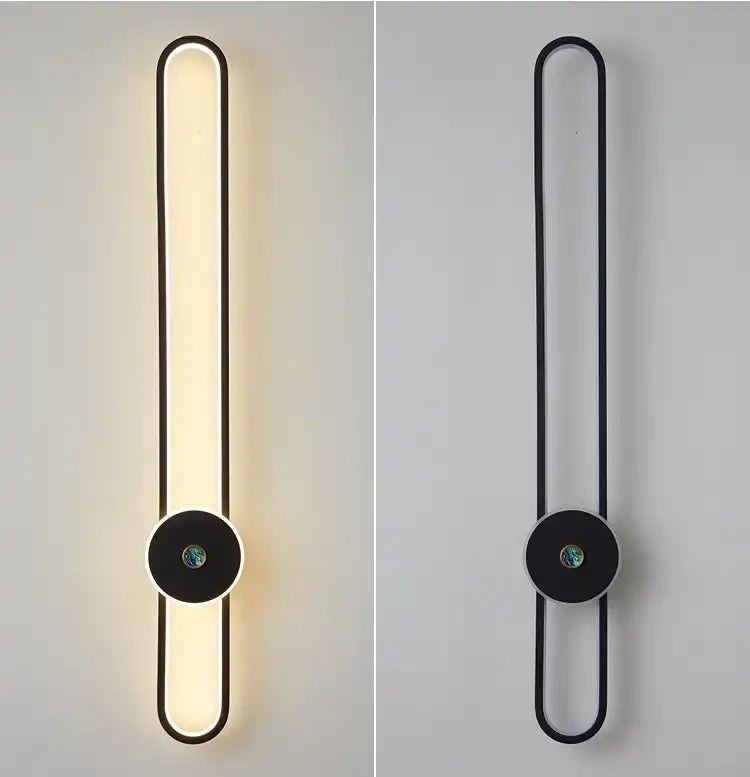 HDC 600 Mm Led Black Oval Long Wall Light Living Room Lcd Panel Light