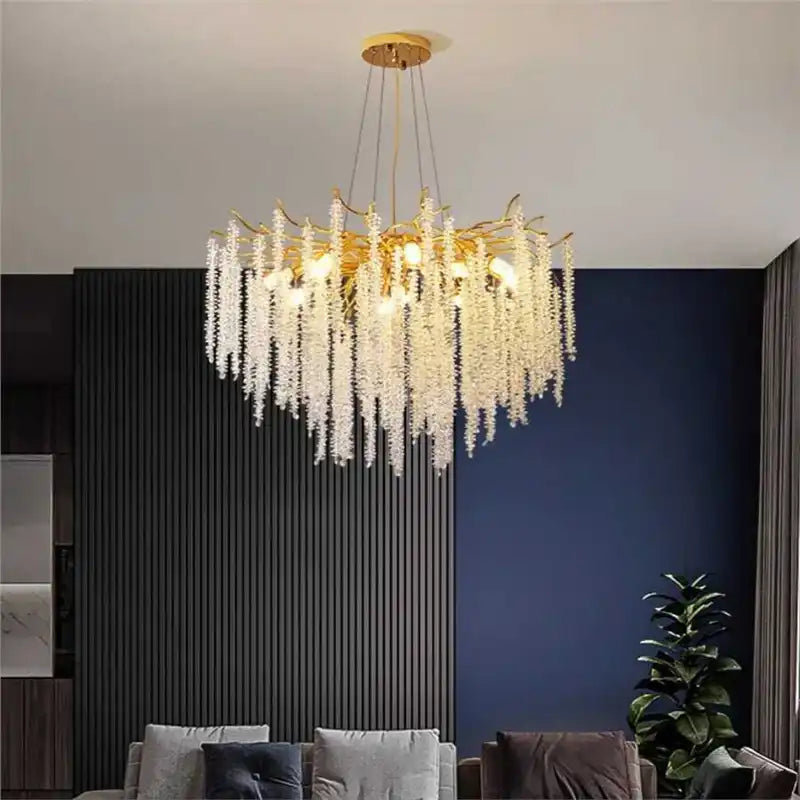 HDC 600/800mm Modern Gold Crystal Tree Branch Dining Room Chandelier
