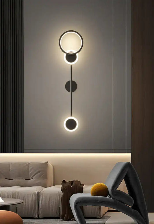 Hdc Pendulum Black Ring LED Long Tube Wall Light - Tricolor