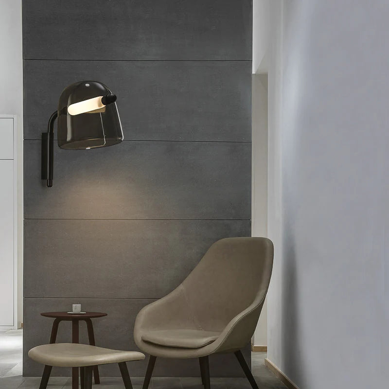 Hdc Led Black Smokey Glass Wall Light Metal - Gold Warm White