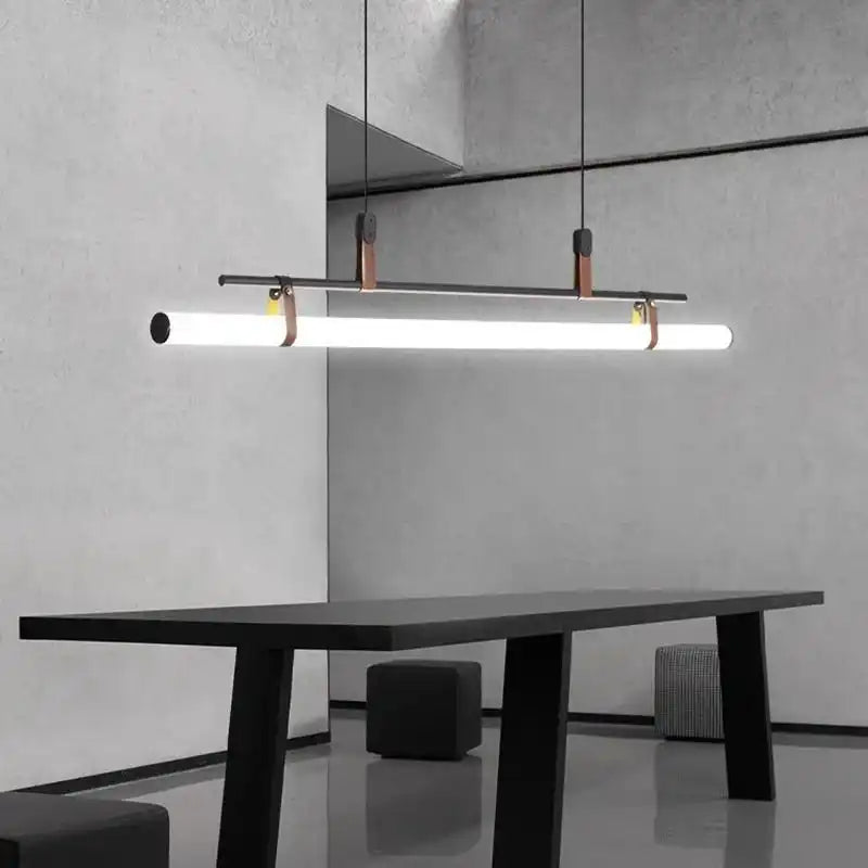 Hdc Black 1000 Long Led Chandelier Office Dining Light - Warm White