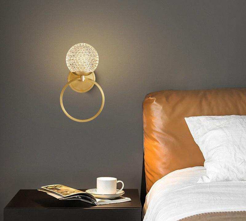 Hdc Led Ring Glass Crystal Gold Metal Wall Light - Warm White