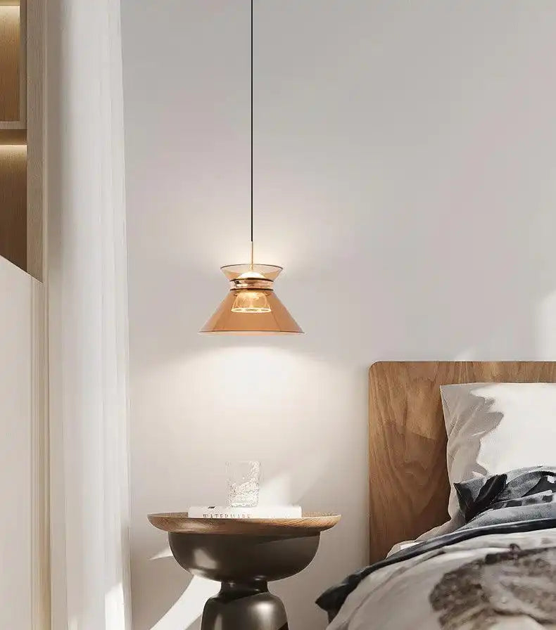 HDC Light LED Glass Amber Champagne Color Gold Pendant Ceiling Light - Warm White - HDC Lights