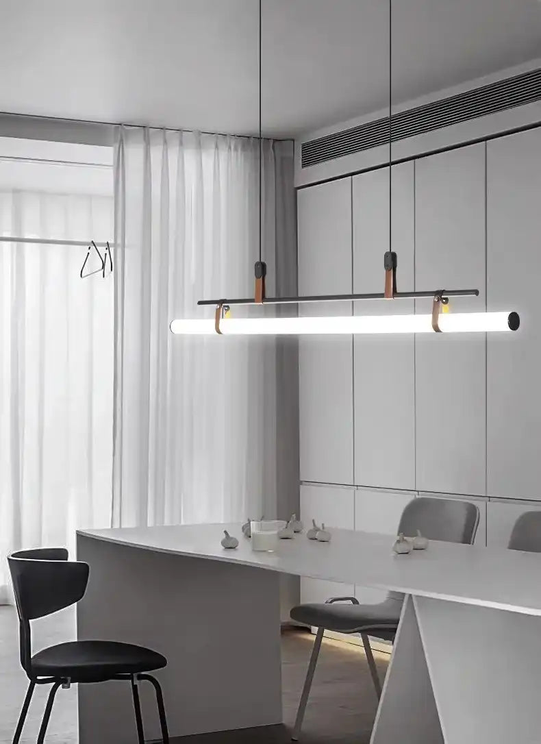 Hdc Black 1000 Long Led Chandelier Office Dining Light - Warm White