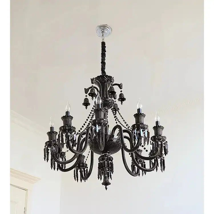 Hdc 8 Lights Black Glass Italian Chandelier Ceiling Lights Hanging - Warm White