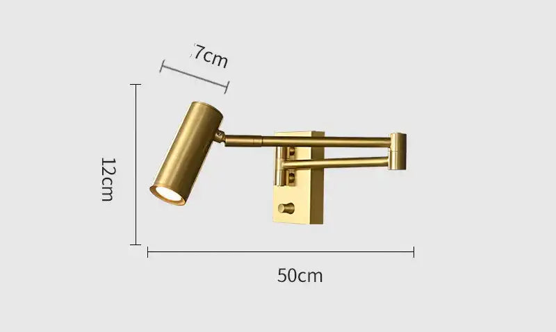Hdc Led 6w Golden Bedside Wall Light With Adjustable Arm Spot - Warm White