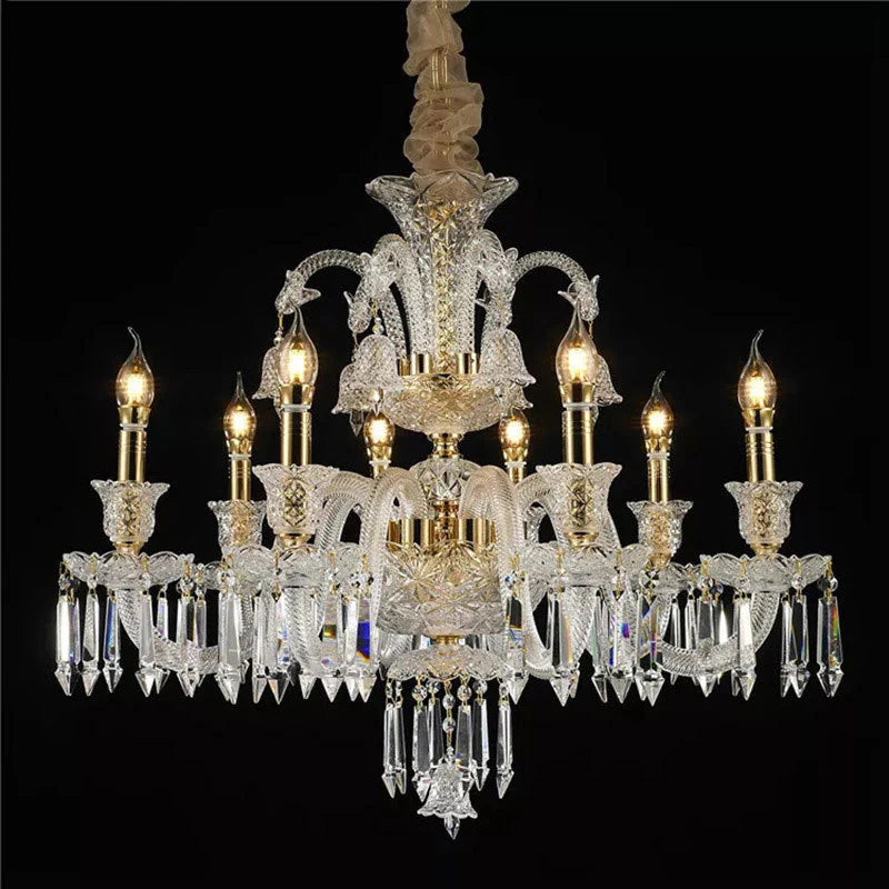 Hdc 8 Lights Glass Italian Chandelier Ceiling Lights Hanging - Warm White