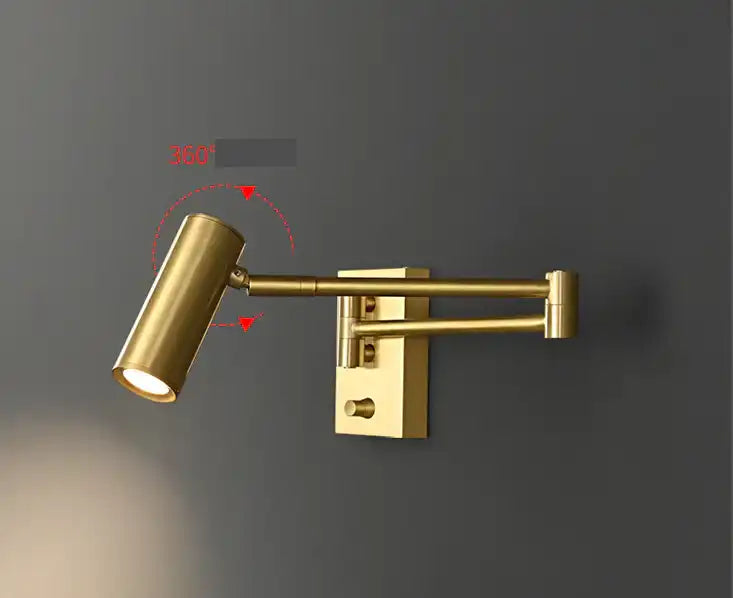 Hdc Led 6w Golden Bedside Wall Light With Adjustable Arm Spot - Warm White