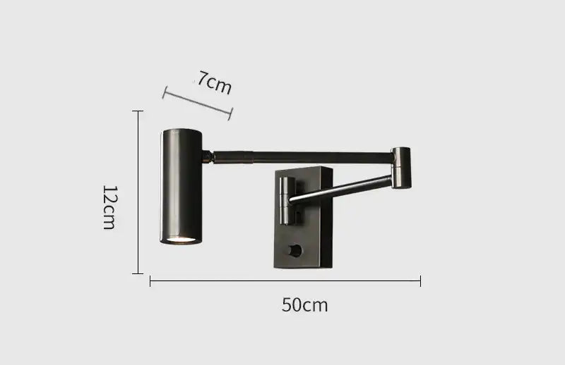 Hdc Led 6w Black Bedside Wall Light With Adjustable Arm Spot - Warm White