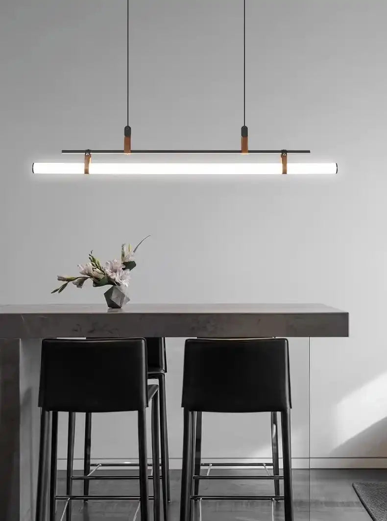 Hdc Black 1000 Long Led Chandelier Office Dining Light - Warm White