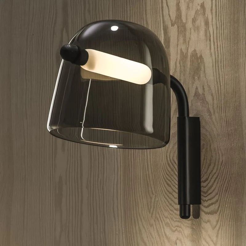 Hdc Led Black Smokey Glass Wall Light Metal - Gold Warm White
