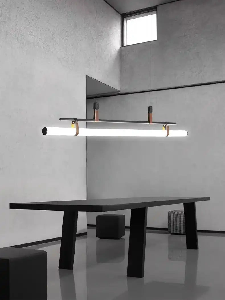 Hdc Black 1000 Long Led Chandelier Office Dining Light - Warm White