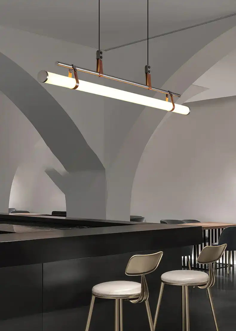 Hdc Black 1000 Long Led Chandelier Office Dining Light - Warm White