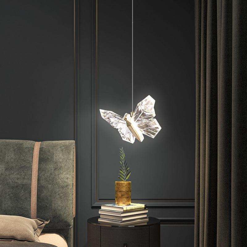 HDC Led Gold Butterfly Bedside Hanging Pendant Ceiling Lamp Light Fixture - Tricolor