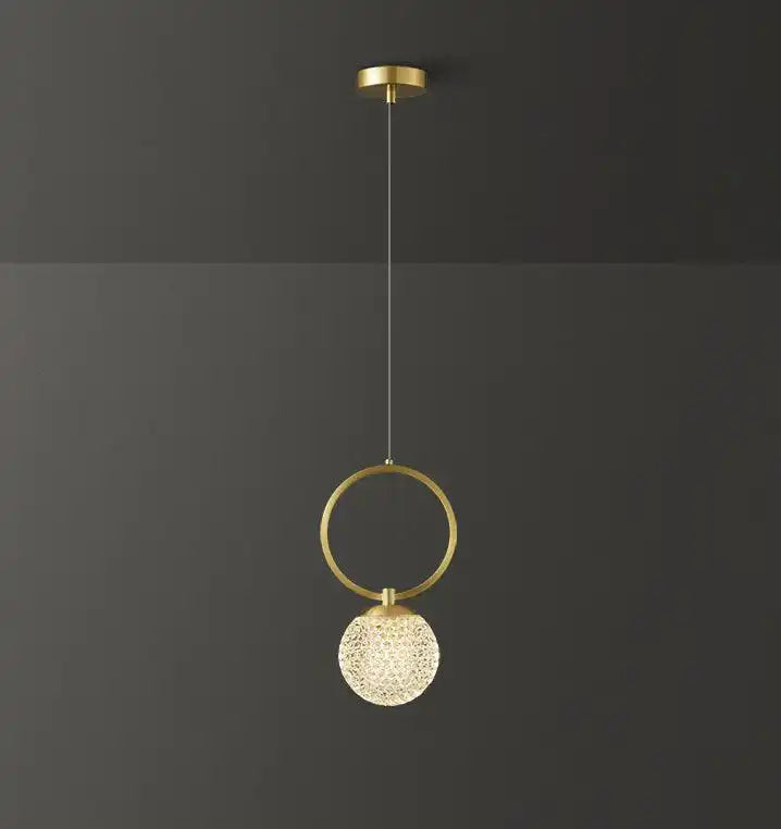 HDC 1 Light Led Gold Round Crystal Brass Pendant Lamp Chandelier Ceiling Light Dining Room - Warm White