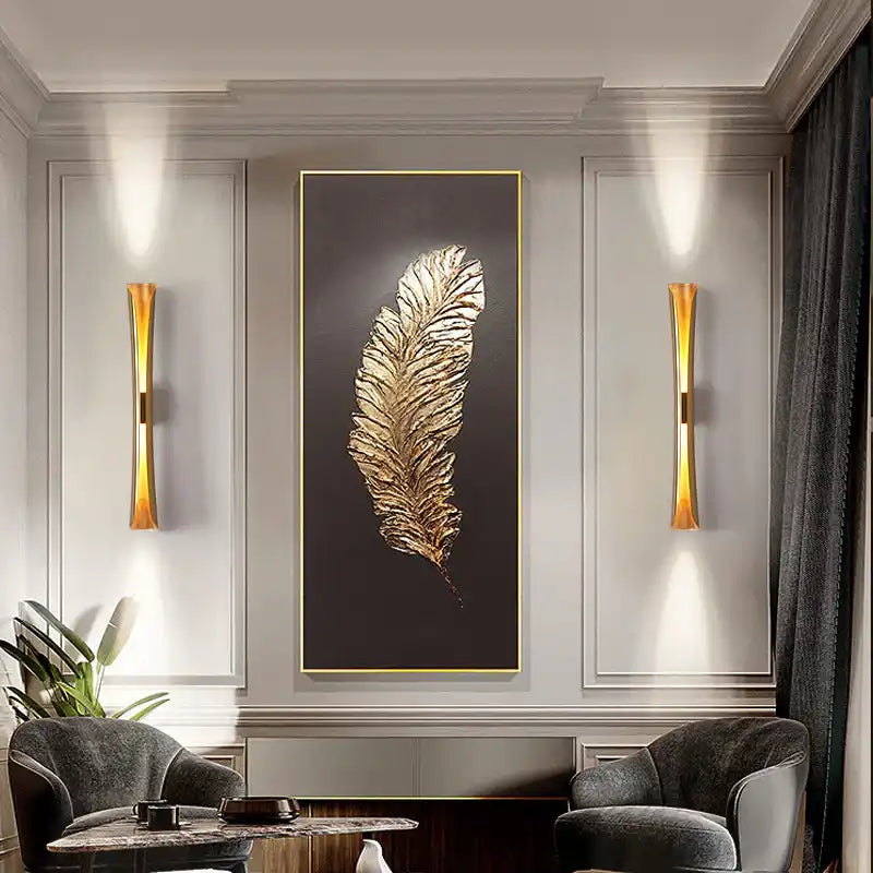 Hdc 600mm Led Electroplated Gold Long Metal Wall Light For Living Room