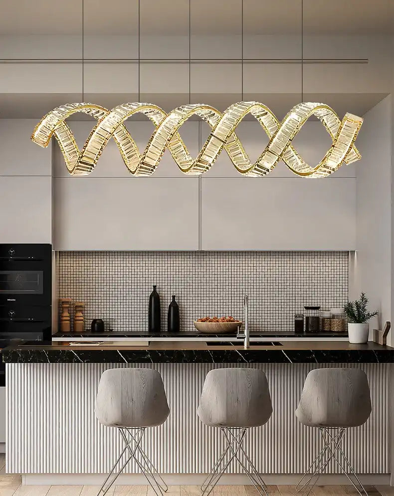 Hdc 1200x350mm Long Crystal Gold Chandelier Ceiling Lights Hanging