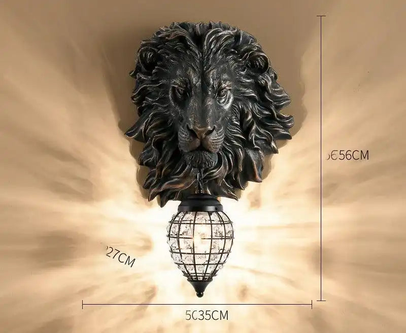 Hdc Modern Background Lion Head Shape, Hollow Crystal Resin Wall Lamp